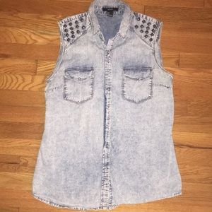 Forever 21 Studded Jean Tank